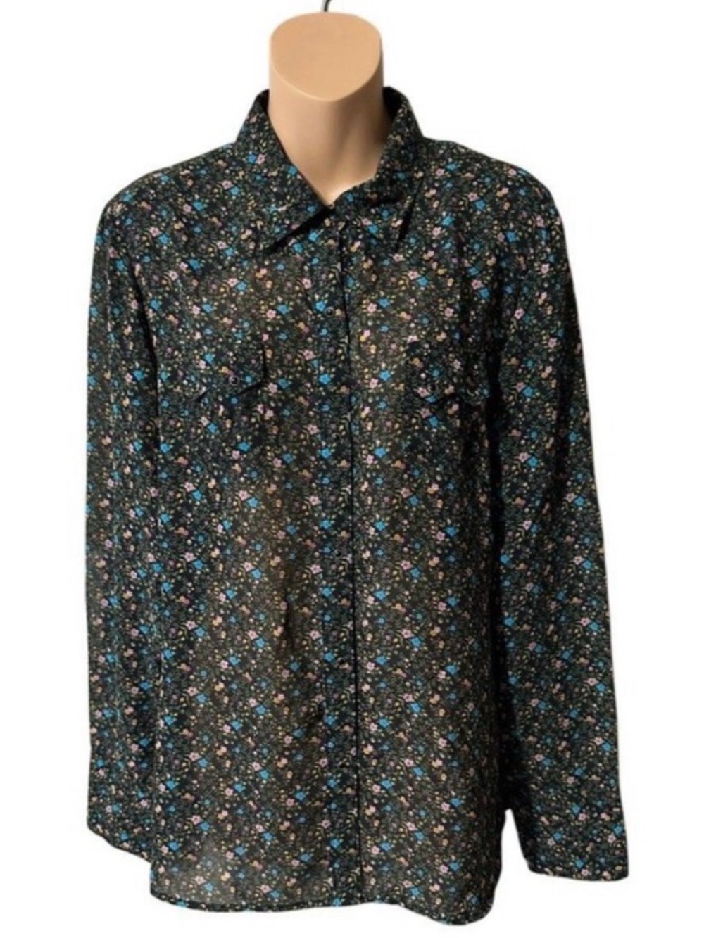 Roper Woman’s Western Long Sleeve Button Down Floral Shirt Size Large